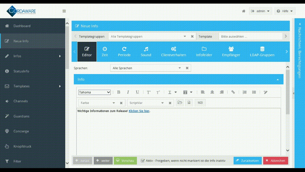 Dieses GIF zeigt die Adressierung via LDAP Gruppen.